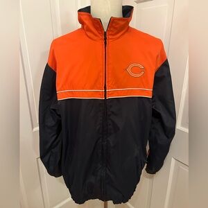 VTG Y2K Reebok Chicago Bears Windbreaker Jacket Navy Orange Sz L
